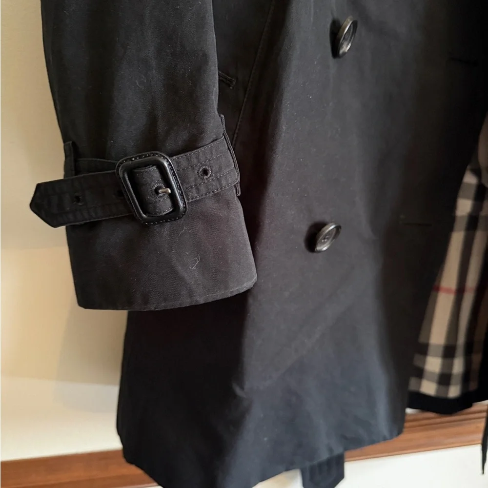 Burberry Kensington mid length trench coat black size 4 - Picture 5 of 9